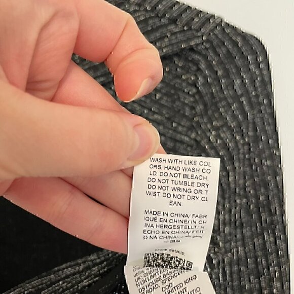 SHEIN Black Silver Metallic Striped Cross Front Cutout Long Sleeve Crop Top 8 10 - Picture 8 of 11